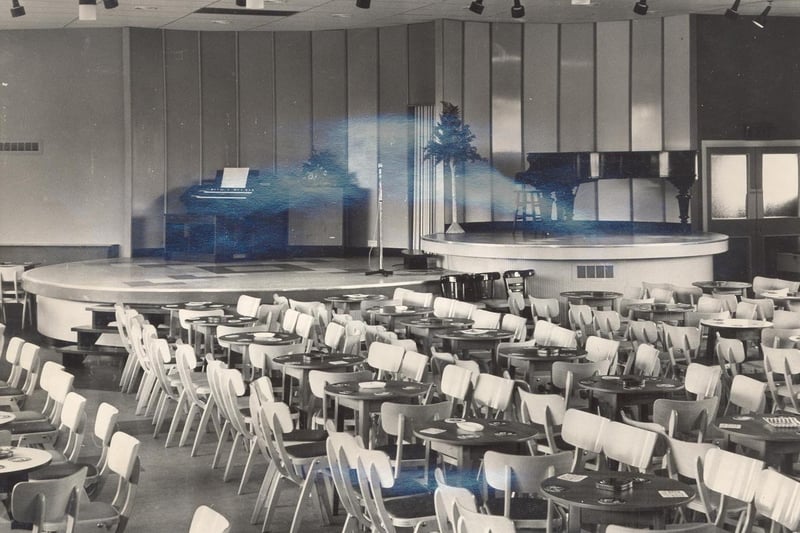 The two-tier circular stage in the concert room at Burmantofts Liberal Club iMay 1967.