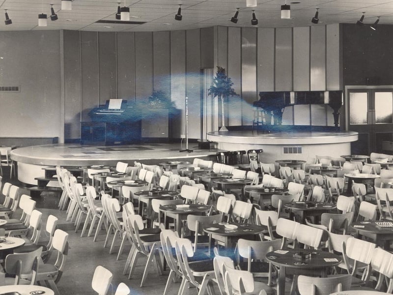 The two-tier circular stage in the concert room at Burmantofts Liberal Club iMay 1967.