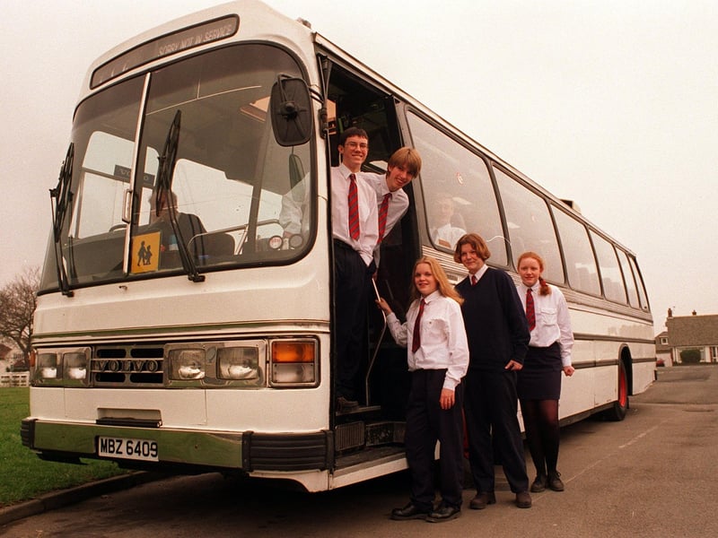 Welcome aboard! Garforth Community College took delivery of their new coach in March 1996.