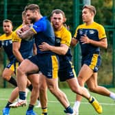 Andy Ackers, seen at training, has played in all Rhinos' 10 games since he joined them from Salford Red Devils in pre-season. Picture by James Hardisty.