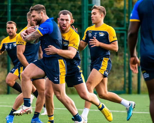 Andy Ackers, seen at training, has played in all Rhinos' 10 games since he joined them from Salford Red Devils in pre-season. Picture by James Hardisty.