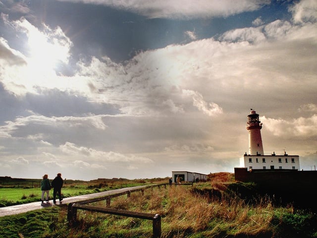 The lighthouse at Flamborough Headis captured in all its glory against the dramatic autumn sky in October 1999.