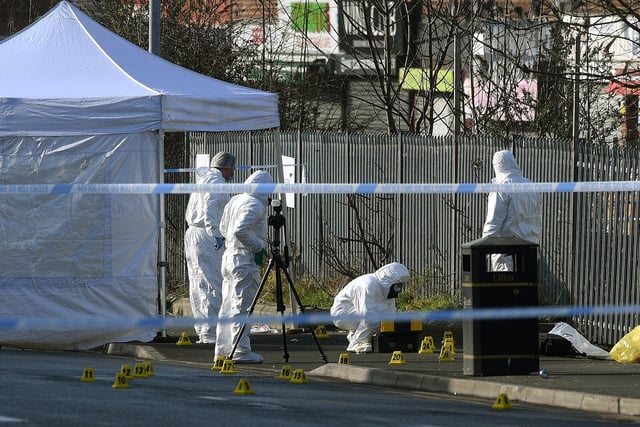 Forensic officers have been pictured at the scene.
