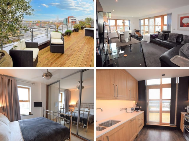 The apartment is situated at St James Quay by the River Aire and is on the market for £420,000