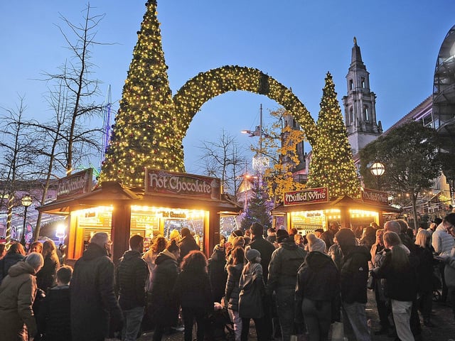 Crowds flock to Millennium Square with hot drinks and much more on offer.