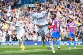 HALF CENTURY: Of goals for Patrick Bamford in a Leeds United shirt, the Whites no 9 pictured celebrating his strike against Crystal Palace at Elland Road on Sunday before matters turned very pear shaped for the hosts. Photo by Stu Forster/Getty Images.
