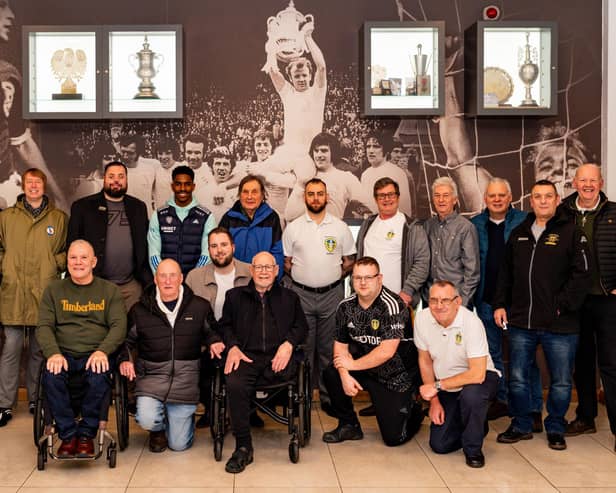 SPECIAL GUESTS - Leeds United Foundation launched their Veterans Extra-Time cafe at Elland Road, with Junior Firpo joining the group to talk about his time at the club. Pic: Daniel Richardson/LUFC