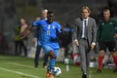 CESENA, ITALY - JUNE 07: Wilfried Gnonto of Italy in action during the UEFA Nations League League A Group 3 match between Italy and Hungary on June 07, 2022 in Cesena, Italy. (Photo by Claudio Villa/Getty Images)