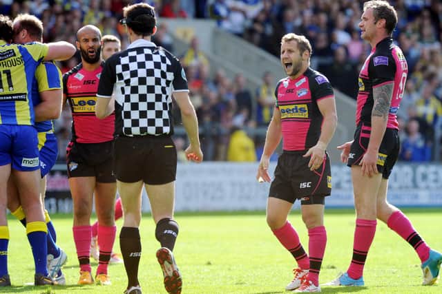 James Child referees Rhinos' play-off at Warrington in 2013. Picture by Steve Riding.