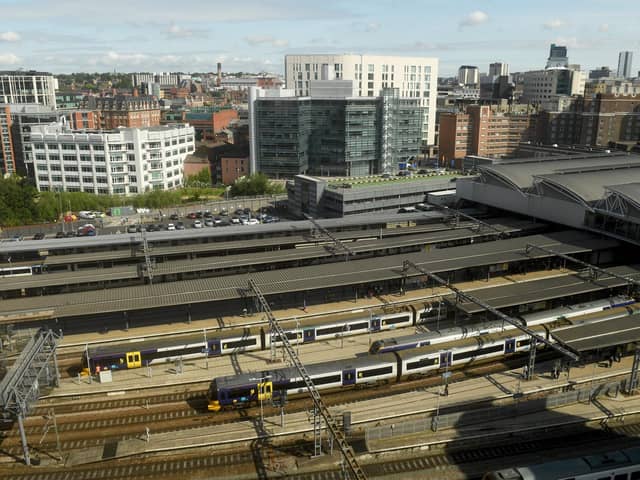 Leeds Station viewed from Hilton Granary Wharf. PIC: Simon Hulme