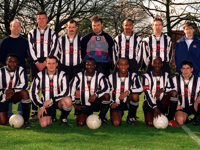 Adel, who played in Division 3 of the West Yorkshire League, pictured in April 1997. Back row, from left, are Jonathan Green, Phil Hawkswell, Dave Jobe, Chris Hargreaves, Arron Popple, Bob Guthrie and John Green. Front row, from left, are Mark Ball, Norris Stewart, Rio Comrie, Paul Stewart, Lee Stowe and Grayston Paul.