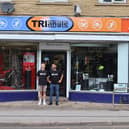 Triangle, a specialist triathlon shop, has been saved from closure by J's Cycles.Elliot Smales, left, the new manager of Triangle, is pictured with James Wagner, right, managing director at J’s Cycles.