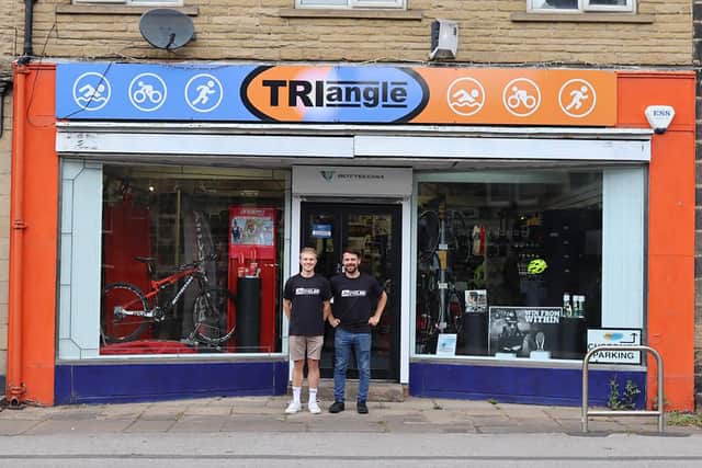 Triangle, a specialist triathlon shop, has been saved from closure by J's Cycles.Elliot Smales, left, the new manager of Triangle, is pictured with James Wagner, right, managing director at J’s Cycles.