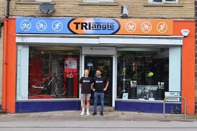 Triangle, a specialist triathlon shop, has been saved from closure by J's Cycles.Elliot Smales, left, the new manager of Triangle, is pictured with James Wagner, right, managing director at J’s Cycles.