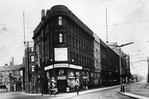 Wellington Chambers, City Square. It stands between Aire Street, left, and Wellington Street, right. On the corner is Barstow's, a really well-known gents hairdresser's which occupied the building from 1910 until 1980. Wellington Chambers was demolished to build the red brick, six storey City House which opened in 1983. This building was also demolished after developers McAleer & Rush acquired the site in 2005.