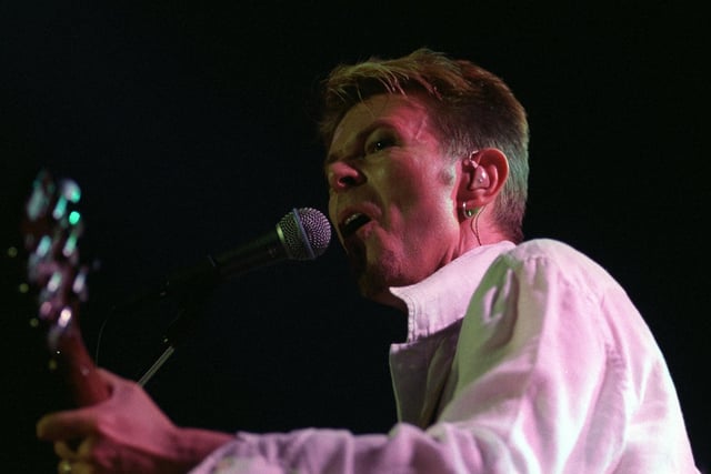 David Bowie on stage at the Town and Country Club in August 1997.