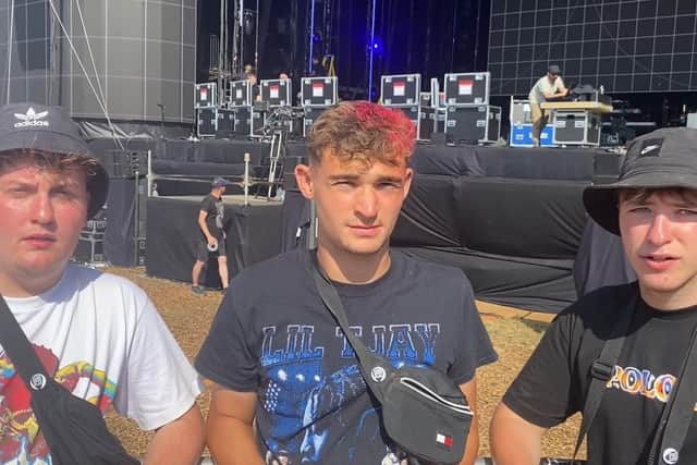 Polo G superfans Jayden Whittaker and Matt Underwood, both 20, and Ryan Lawd, 21, have secured their spots at the front of the stage