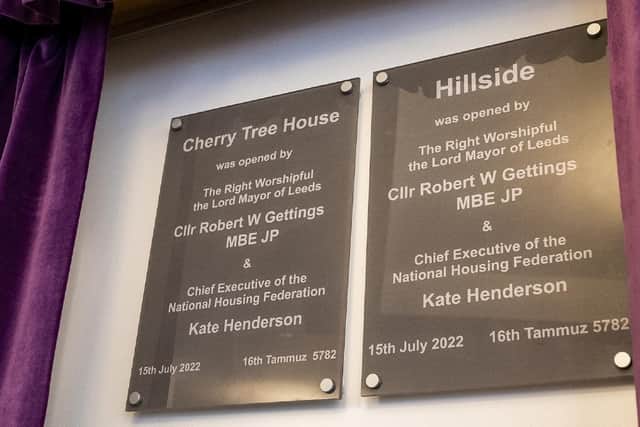 The plaques which will adorn Cherry Tree House and Hillside.
