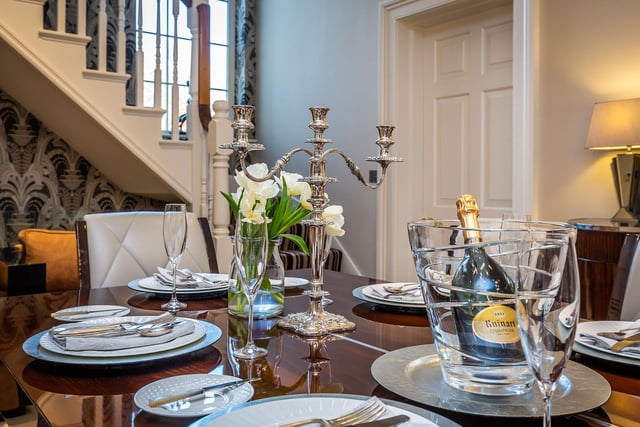 Host your dinner parties in style in the lavish dining room.