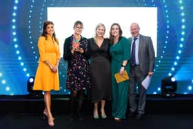 Swarthmore Education Centre, in the city centre, has just received £200,162 in funding from the National Lottery. Pictured is Christine Baillie, second left, with an award for Community Development at the Educate North Awards in Manchester for their Art at the Heart project, which supported Ukrainian refugees. Photo: ER PHOTOGRAPHY