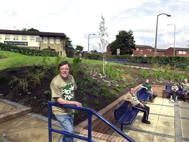 Church minister Rev Tony Lee, front,  pictured at the new Malvern Road Community Garden in the grounds of Beeston Hill United Free Church in June 2003.