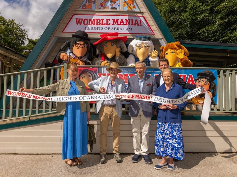 Vanessa and Andrew Pugh with Rupert Pugh and special guests Marcus and Marianne Robertson (the original inspiration for Orinoco and Alderney Wombles) and the Wombles in front of the new exhibition which opened to the public on July 26.
