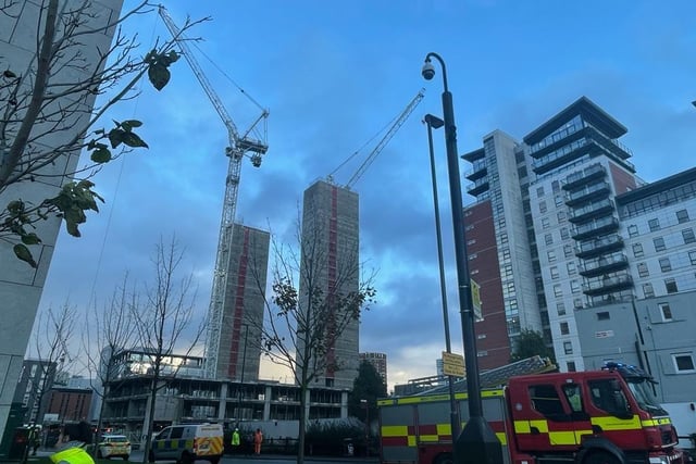 Nearby buildings were evacuated and workers told to keep away from the cordon area