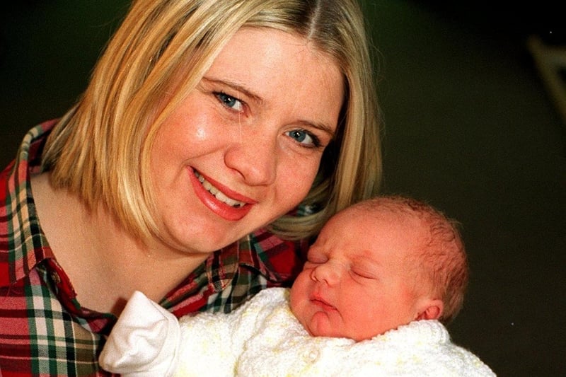 Nicola Walker with her New Year's Day baby at the Clarendon Wing at Leeds General Infirmary in 1998.