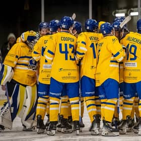 NEW START: Leeds Knights players get together in a huddle on Sunday, when they beat Hull Seahawks 3-2 in overtime in a pre-season challenge game. Picture: Knights Media.