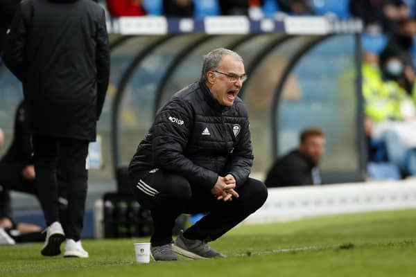 SLIDING DOORS MOMENT: Andrea Radrizzani has revealed that Marcelo Bielsa, above, called for a massive Leeds United change after the ninth-placed finish of the 2020-21 Premier League season which concluded with a 3-1 win at home to West Brom, above. Photo by Lynne Cameron - Pool/Getty Images.