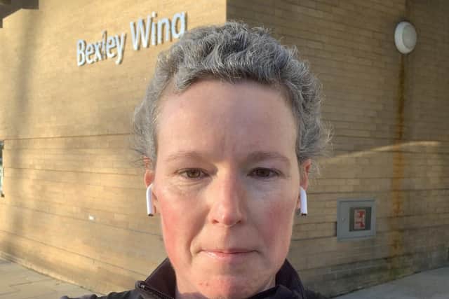 Dr Burke running to a radiotherapy appointment.