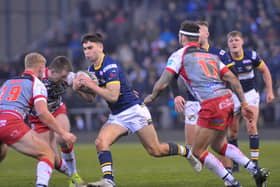 Coach Rohan Smith has revealed when Jack Sinfield, seen during a pre-season game at Leigh, will be back in first team contention for Rhinos. Picture by Steve Riding.