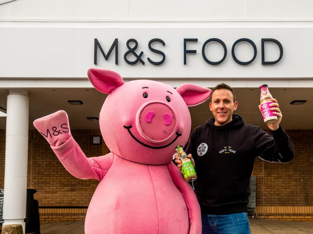 Greg Fraser, founder of Leeds-based The Bottled Baking Co, came to celebrate the store reopening. He has recently partnered with M&S to produce exclusive new recipes for Percy Pig™ and Colin the Caterpillar™