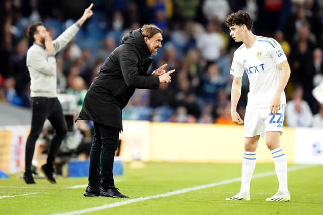 EXAMPLE: That Leeds United midfielder Archie Gray, right, hopes to set for Whites boss Daniel Farke, left, the pair pictured during last month's 1-1 Championship draw against West Brom at Elland Road. Photo by Danny Lawson/PA Wire.