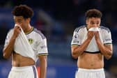 Illan Meslier, Tyler Adams, Rodrigo and Diego Llorente at full time.
Leicester City v Leeds United.  Premier League.  King Power Stadium.
20 September 2022.  Picture Bruce Rollinson
