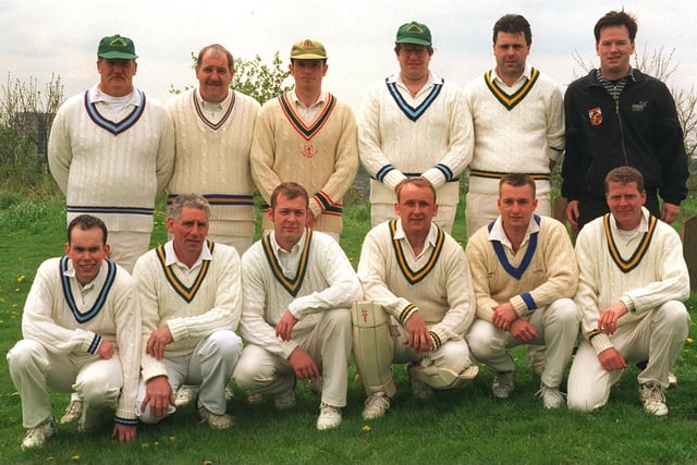 Garforth CC pictured in May 1996. They played in Division 2 of the Leeds League. Back row, from left, are Nigel Edwards, Gary Edwards, Dave Hunt, Nigel Booth, Ian Taylor, Chris Townsley (scorer). Front row, from left, are Mark Gummerson, Brian Butterworth, Phil Wood, Graeme Buckle, Richard Atkin and Chris Wright