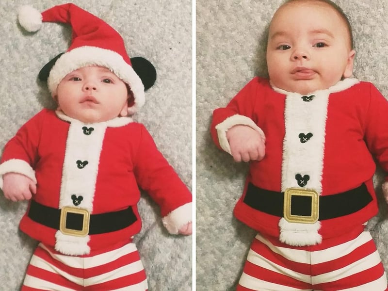 12 week old Ryder in a special Christmas outfit. Submitted by Courtney Leigh Kelly.