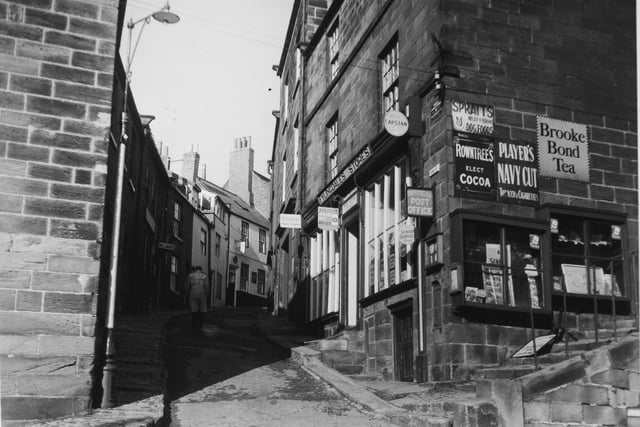 Shops at Robin Hoods Bay in February 1960.