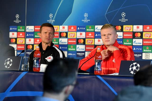 Jesse Marsch and Erling Haaland during their time together at FC Red Bull Salzburg (Photo by BARBARA GINDL/APA/AFP via Getty Images)