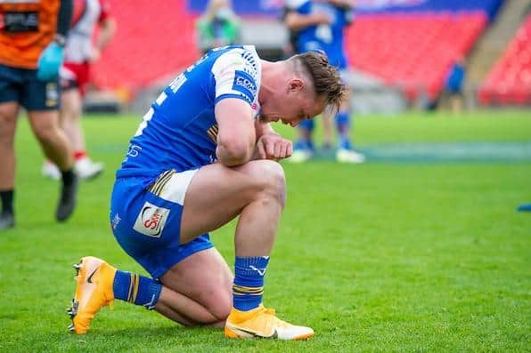 An emotional James Donaldson after the final whistle of Leeds Rhinos' 2020 Challenge Cup final win against Salford Red Devils at Wembley. Picture by Allan McKenzie/SWpix.com.