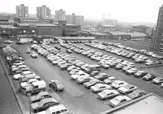 Car Park at rear of Little Westgate, in far distance is Wakefield Power Station.