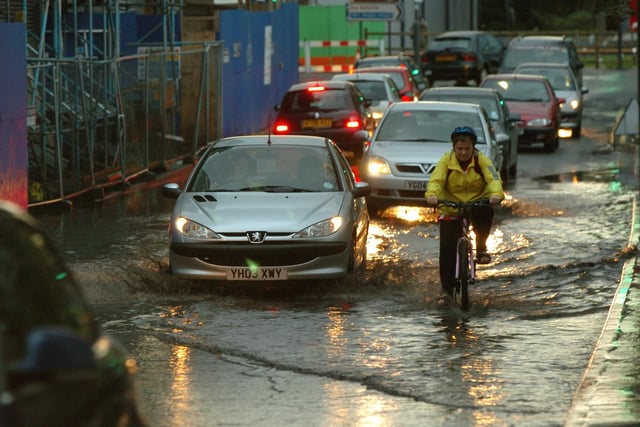 Floodwater caused problems for commuters using Northern Street in Leeds city centre.