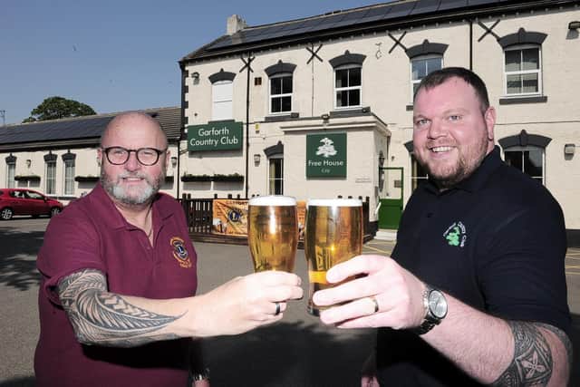 President of Garforth and District Lions, Mark Dobson (left) and Danny Wilson, steward at Garforth Country Club, gearing up for the beer festival in July.
