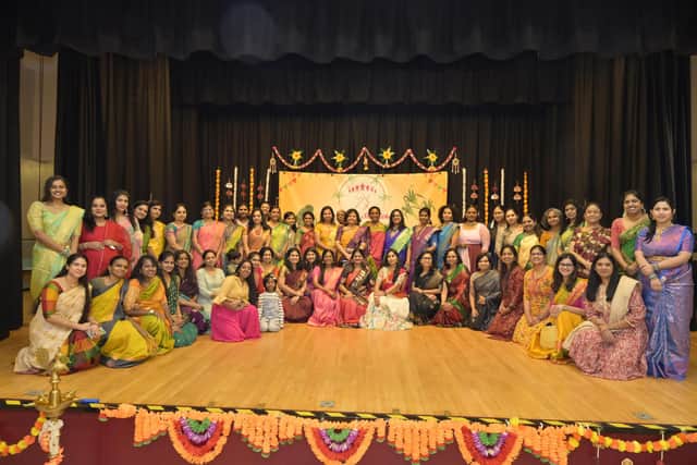 Members of Yorkshire Snegethis, the women-led organisation behind the Leeds Tamil Pongal celebration, pictured together at Blackburn Hall following the community event.