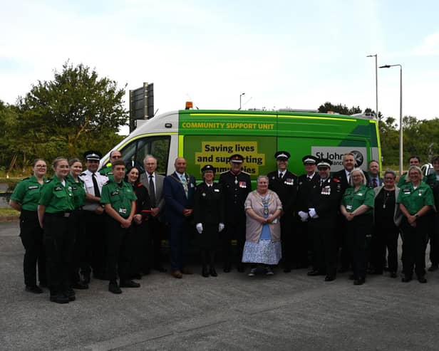 St John Volunteers and invited guests with the community support unit