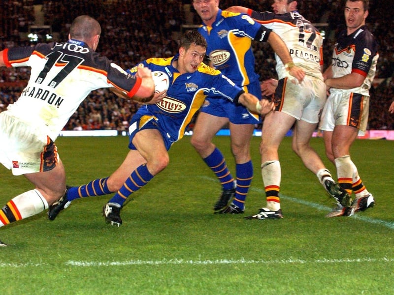 Danny McGuire goes over to score the try which ended Bulls' hopes. It was his 39th touchdown of an incredible season.
