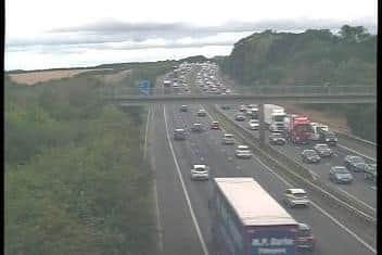 Drivers are being urged to avoid the A1(M) southbound as huge delays are reported. Picture: National Highways/Crown 2022