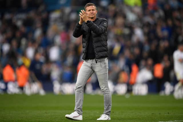POSITIVES: Taken by Leeds United head coach Jesse Marsch from April's fixture against Manchester City, above, despite the game ending in a 4-0 defeat for the Whites. 
Photo by OLI SCARFF/AFP via Getty Images.