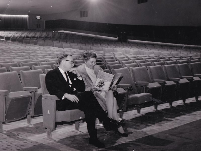 This is Carl and Eve Foreman pictured in the new theatre in May 1969. It staged the gala performance of Mackenna's Gold which was produced by Mr Foreman.