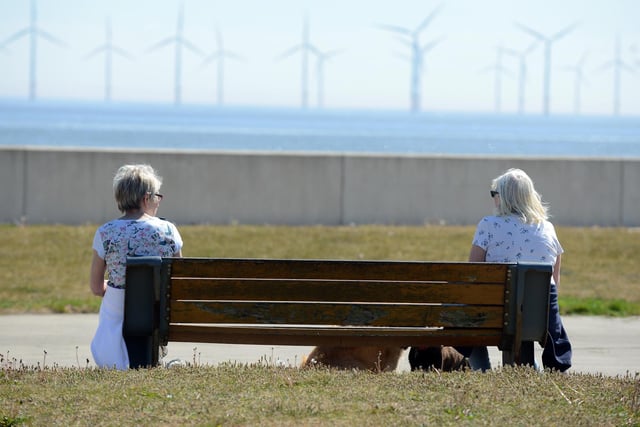 Safe distancing in 2020 as these people enjoy the high temperatures at Seaton Carew.